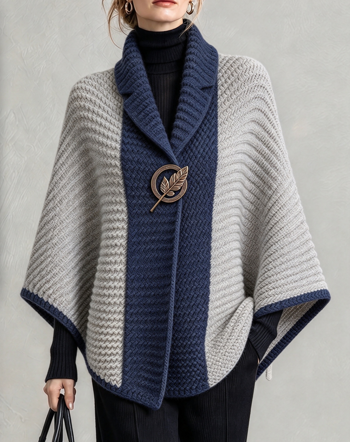 🤲LAST DAY SAVE 49% ⏰Vintage-style Elegant Color-block Chunky Knit Cape