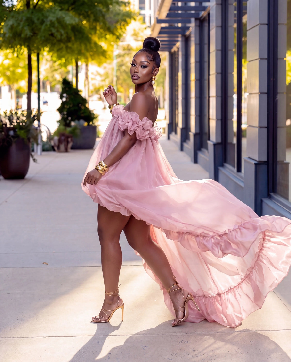 Be unforgettable Flower Off Shoulder Asymmetric Maxi Dress