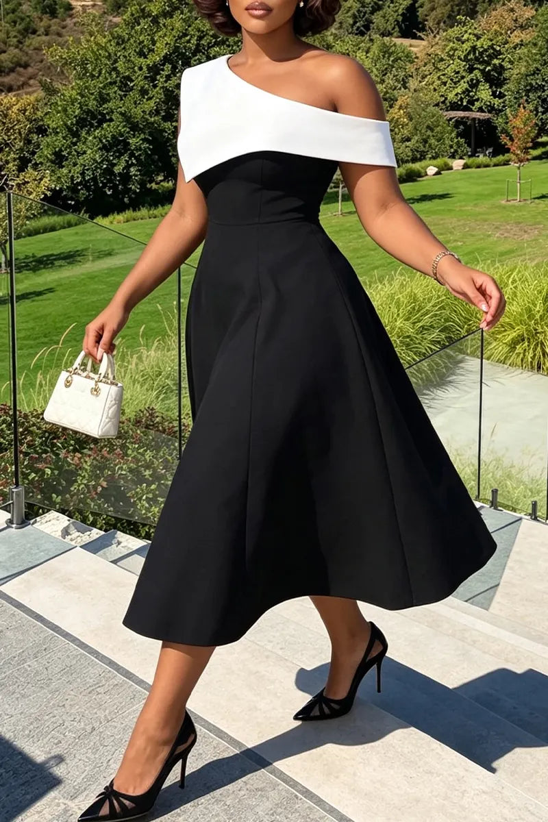 Women's Off-shoulder Waist-cinched Elegant Temperament Maxi Dresses