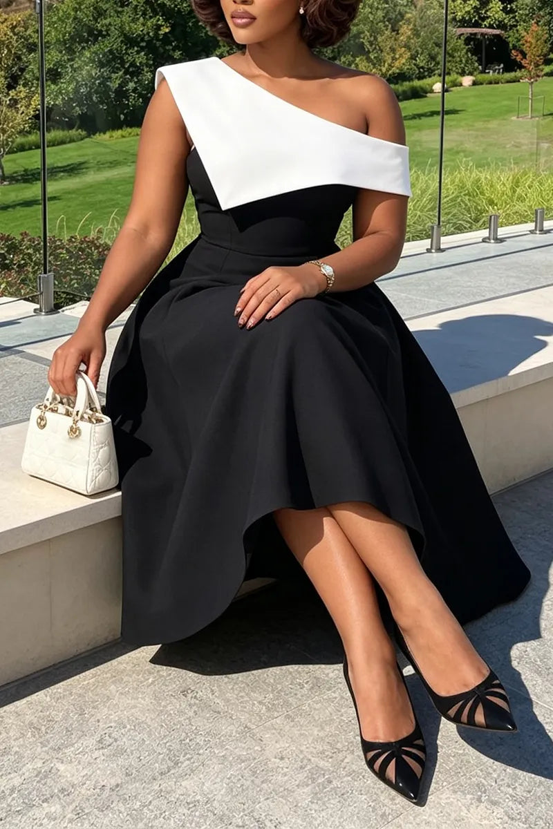 Women's Off-shoulder Waist-cinched Elegant Temperament Maxi Dresses