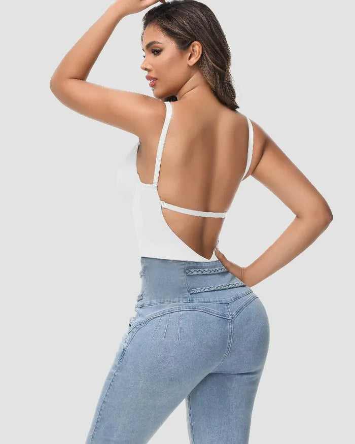 🎉 Women's U Plunge Strapless Tummy Control Bodysuit Low Back Built In Bra Shapewear