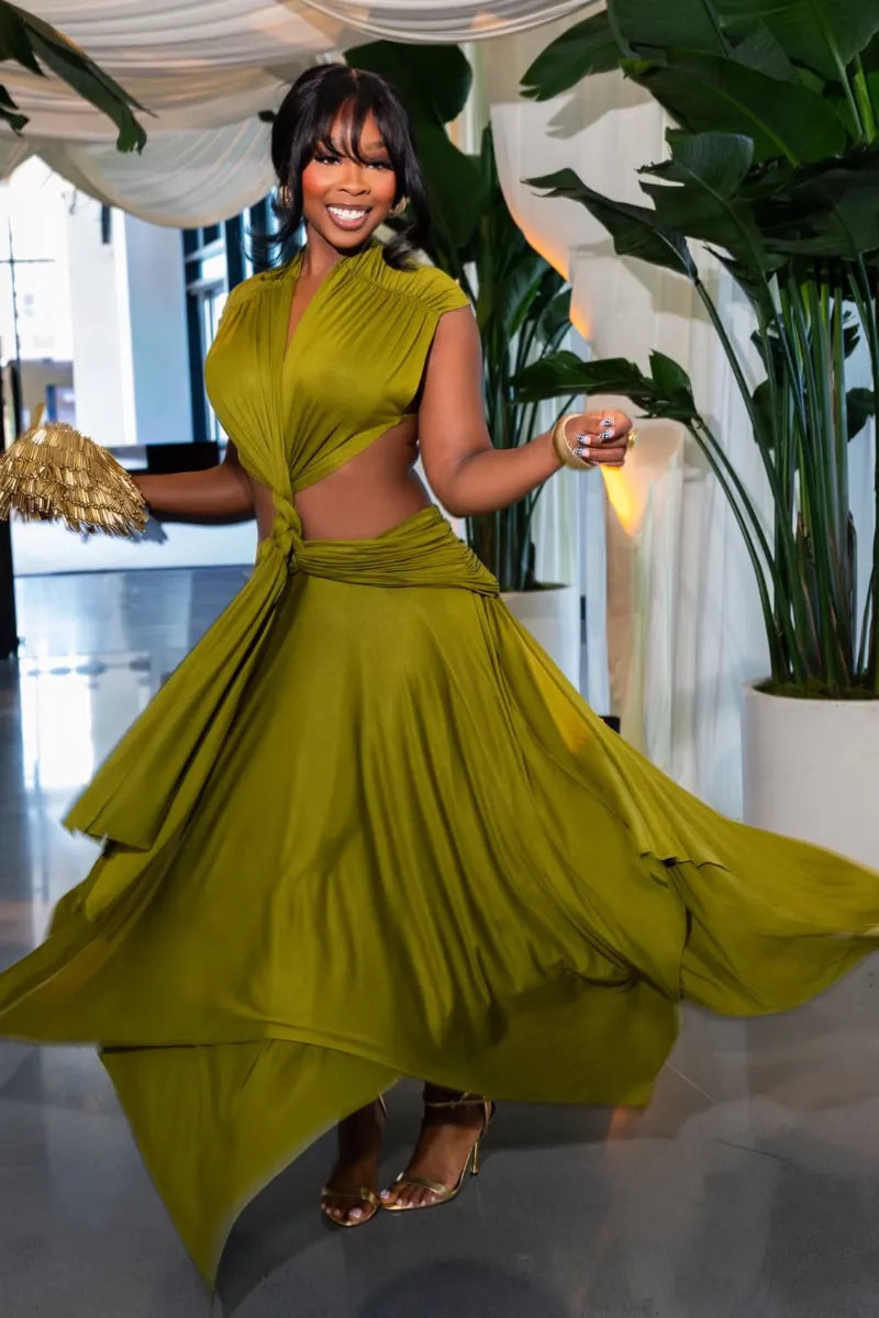 Knotted Cut‑Out Two‑Piece Maxi Set