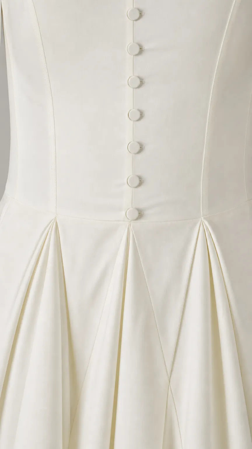 Elegance Sleeveless Pleated Midi Dress with Button Details