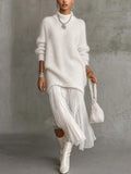 Layered Knit & Pleated Maxi Dress