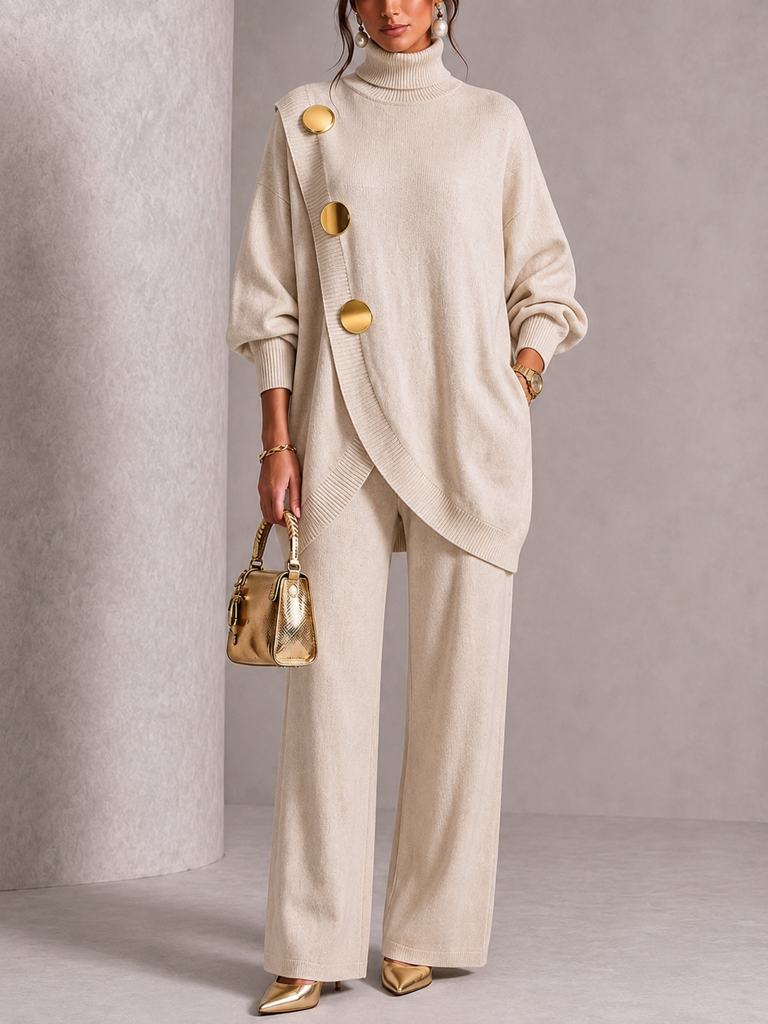 Turtleneck Knit Two‑Piece Suit