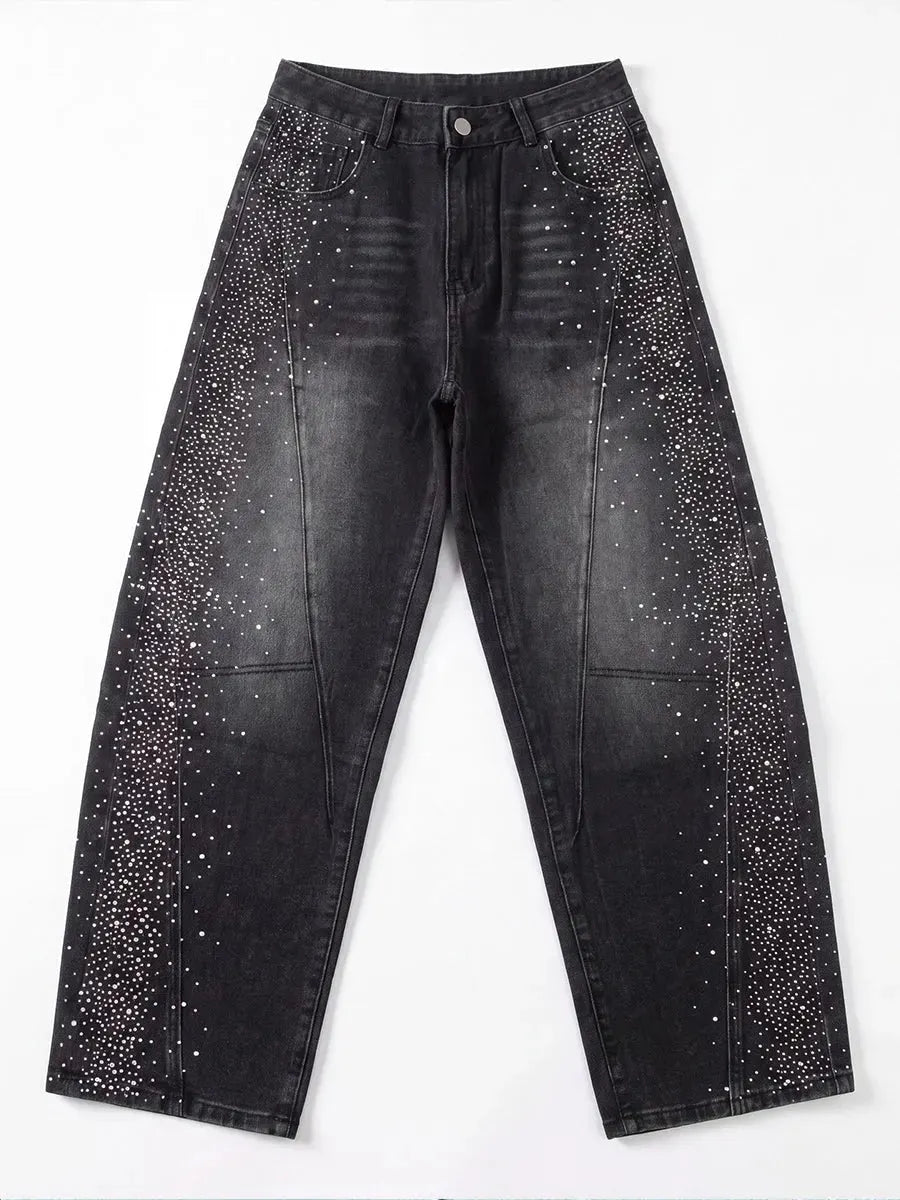Casual Rhinestone-embellished Jeans