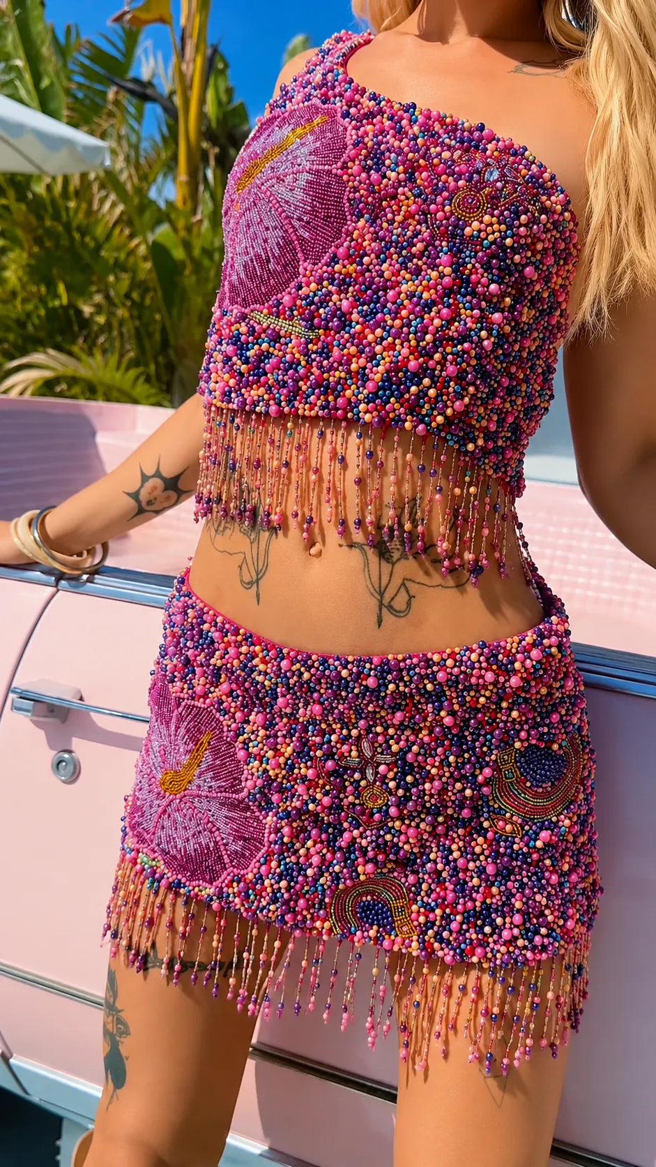 Paradiso Multicolor Beaded Fringe Two‑Piece Setets