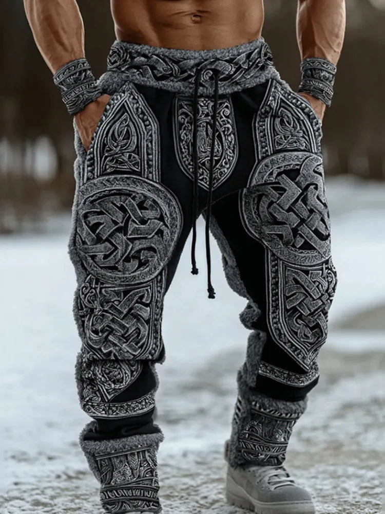 Men's Viking Celtic Knot Pattern Printed Cozy Knit Pants