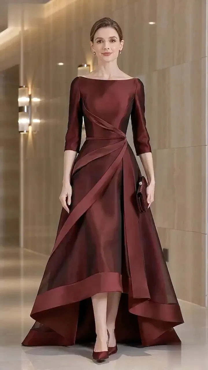 Satin Asymmetrical Evening Gown