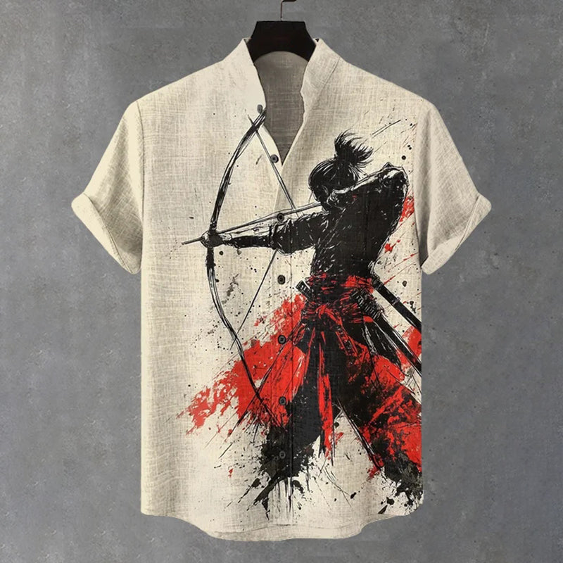 Men's Archery Warrior Ink Art Print Casual Shirt