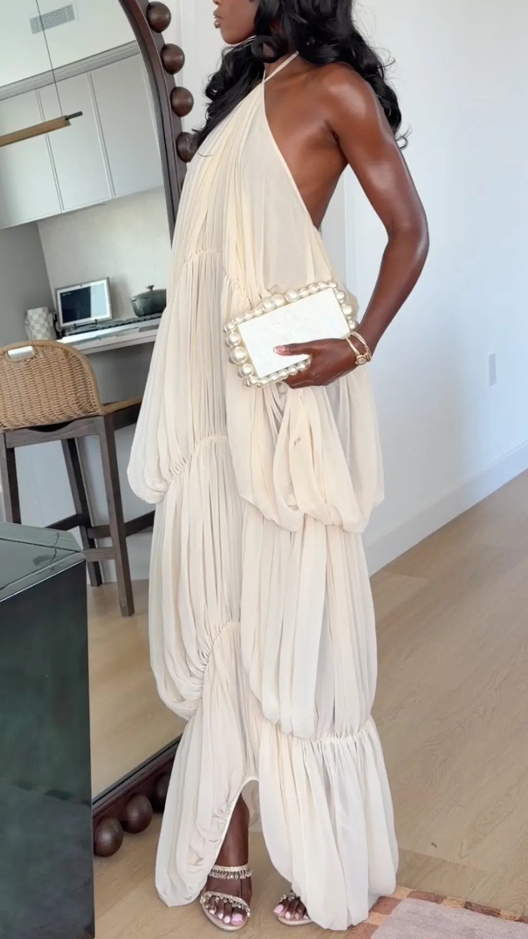 Halter Tiered Flowy Maxi Dress