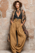 Women's Casual Linen Top Pants Jacket 3 Piece Set