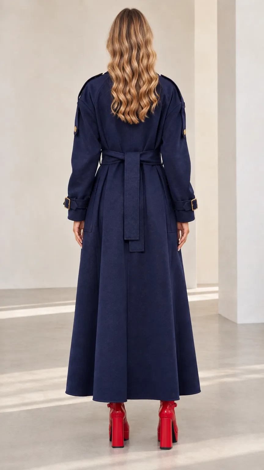 Women's 3-Piece Long Trench Coat, Crewneck Top and High-Waist Shorts Set