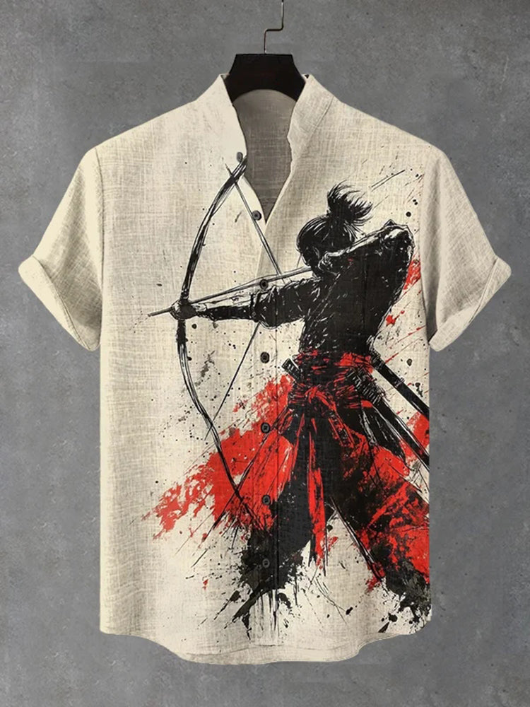 Men's Archery Warrior Ink Art Print Casual Shirt