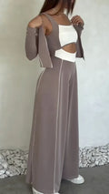 Cutout Jumpsuit&Zip Up Shrug 2 Piece  Set