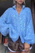 Women's Casual Warm Sequins Knit Cardigan