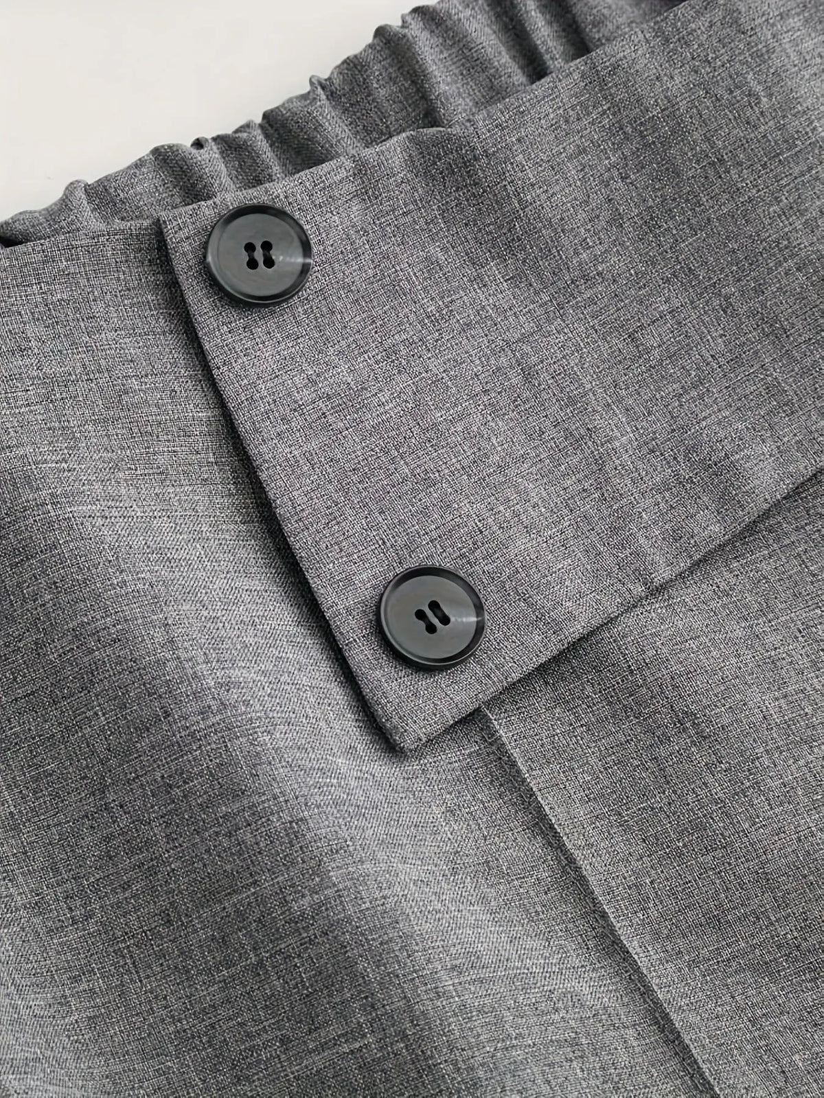 Chic And Sophisticated Grey Wide-leg Trousers With A Wrap-waist Design.