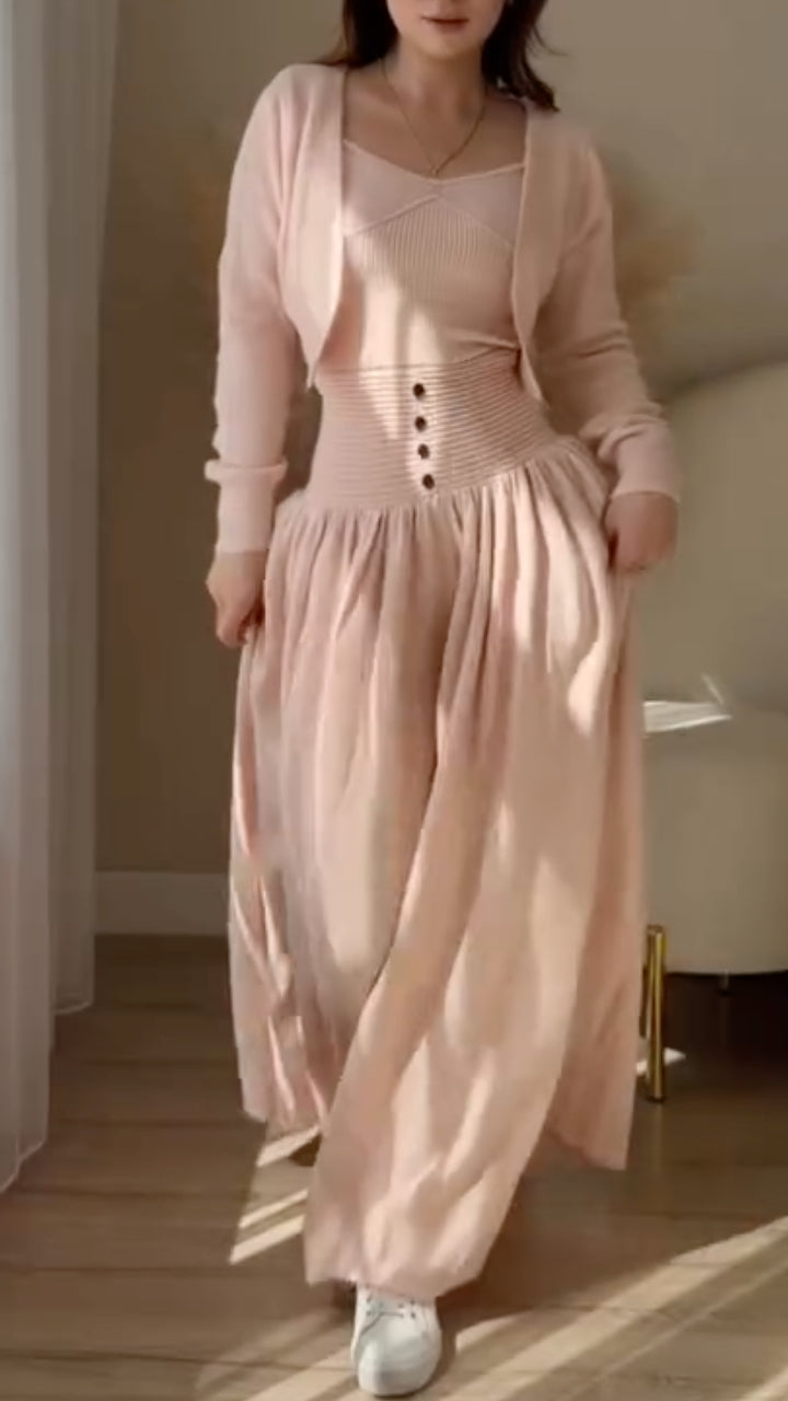Cardigan Camisole & Wide-Leg Pants Set