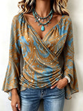 Bohemian Casual Stretch Bell Sleeves Blouse