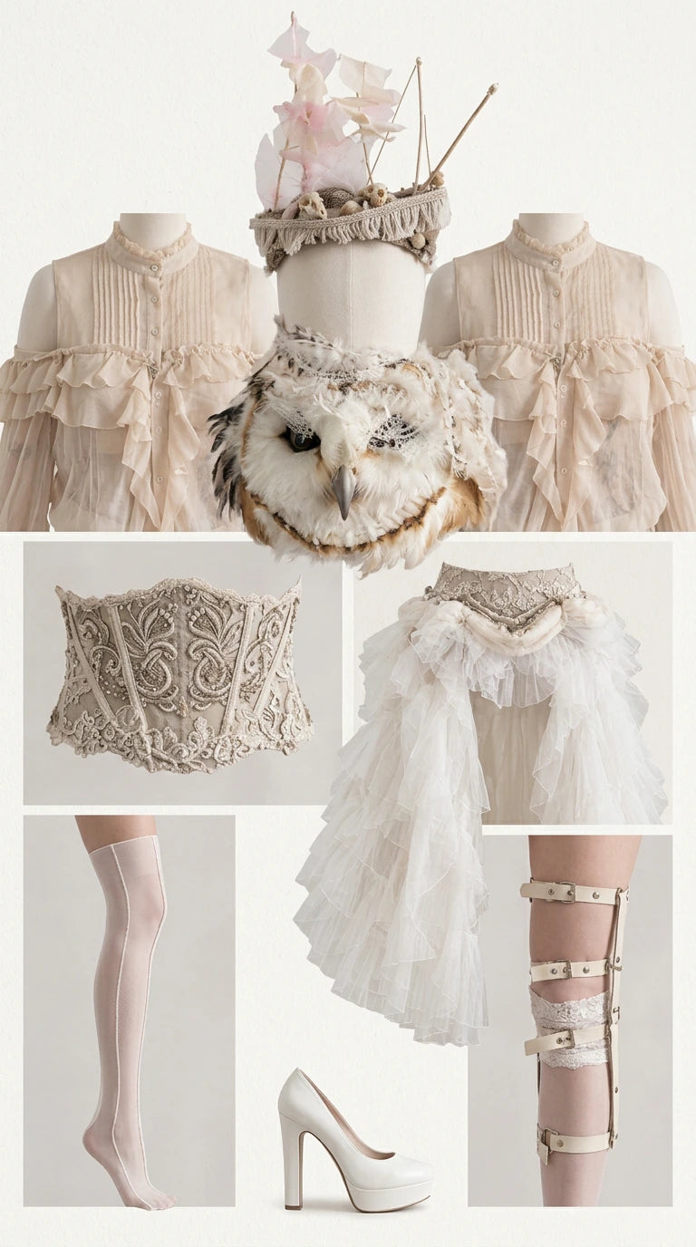 Gothic Fantasy Ruffled High-Low Corset Costume Set