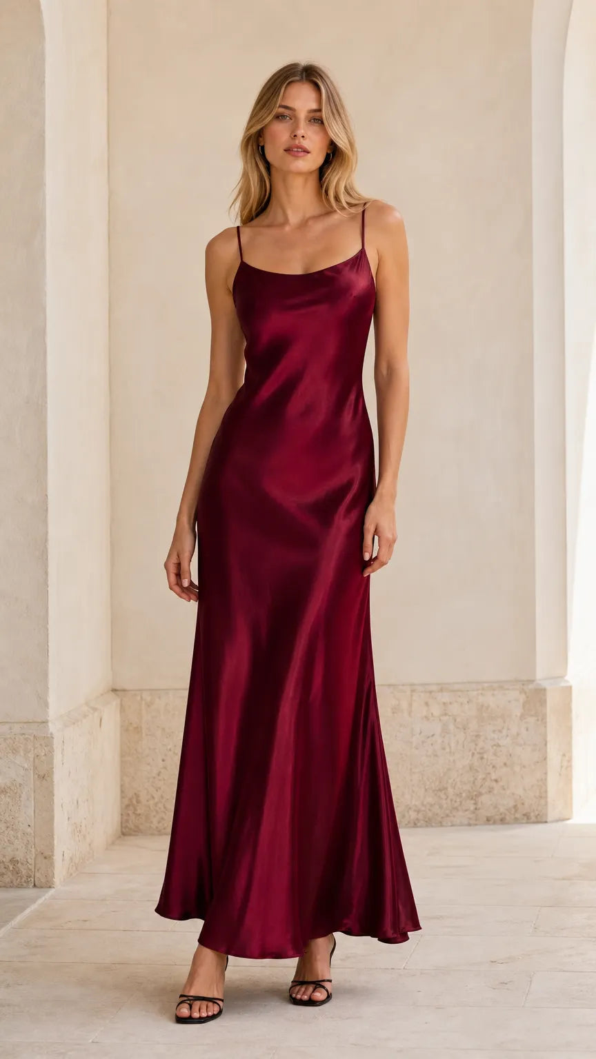 Satin Spaghetti Strap Maxi Slip Dress