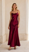 Satin Spaghetti Strap Maxi Slip Dress