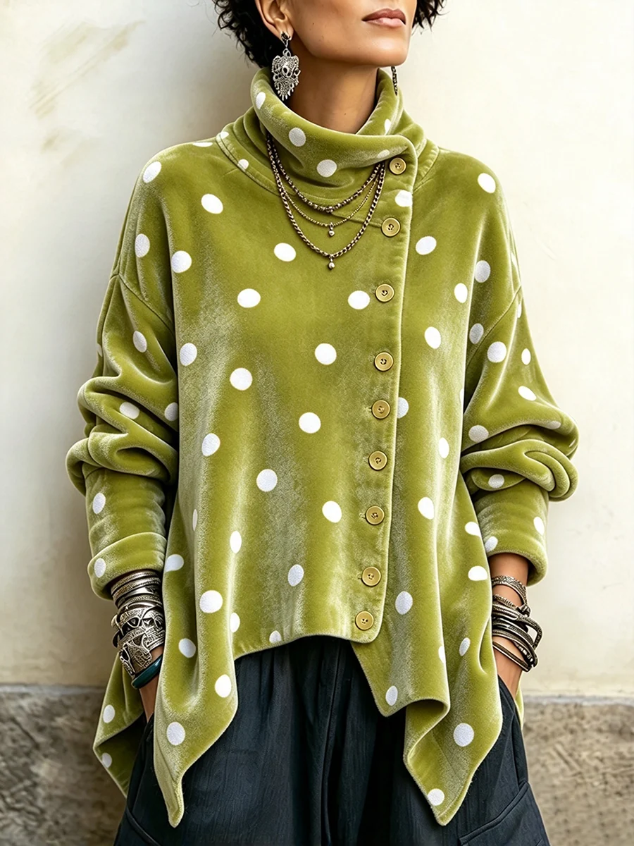 🤲LAST DAY SAVE 49% 🐆Purple Velvet Floral Rose Top – Asymmetrical Button & Cowl Neck