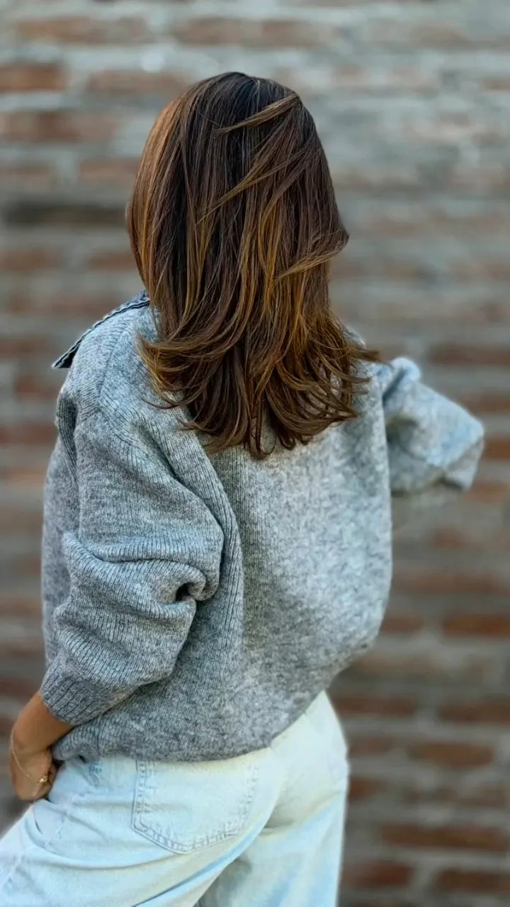 Layered Look Knit Pullover Sweater