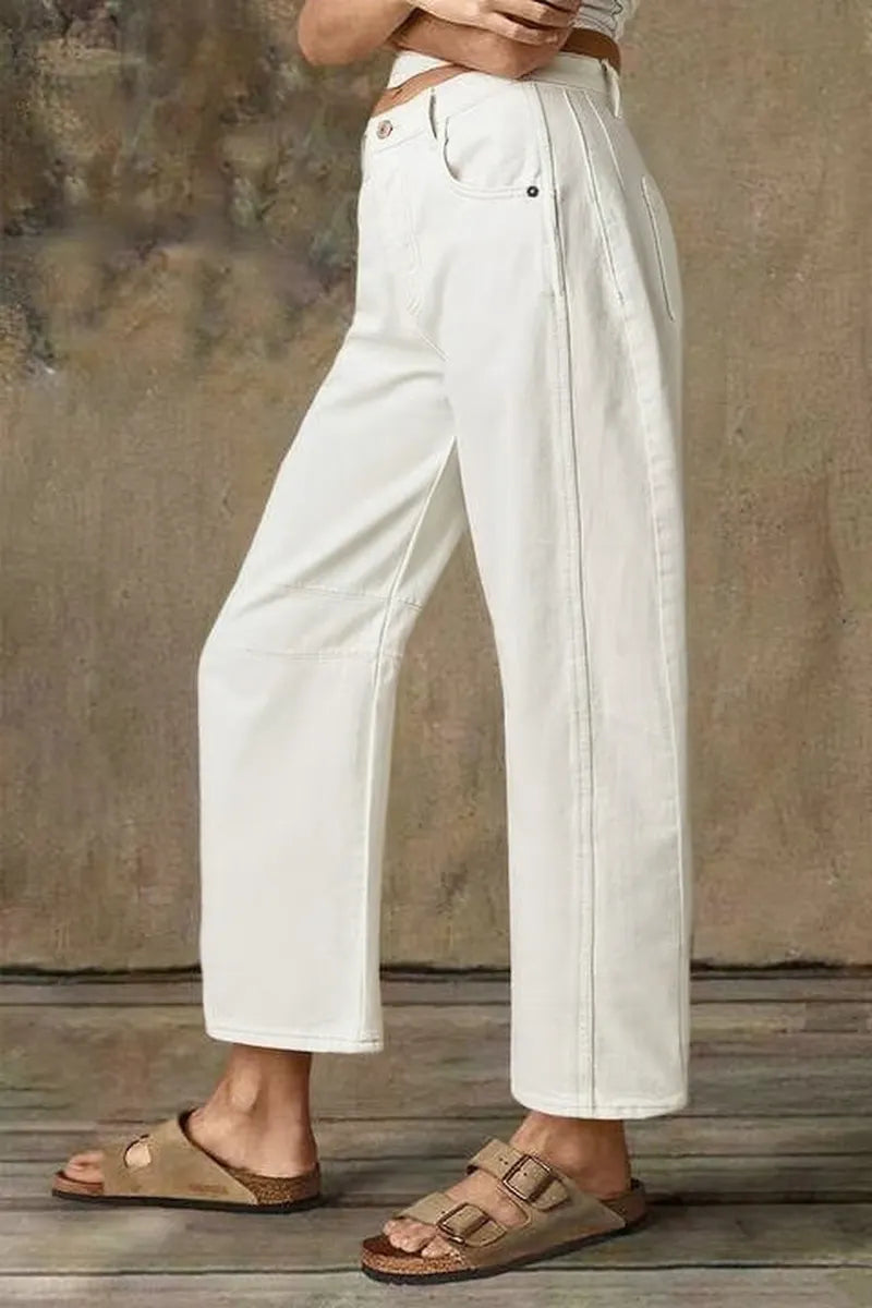 Women's Casual Solid Color Versatile Straight Leg Jeans
