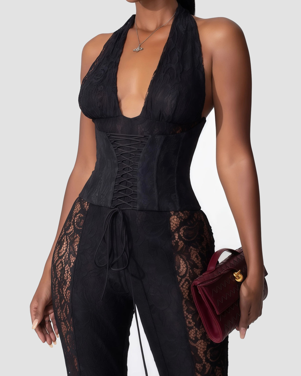 Sexy Lace Corset Jumpsuit