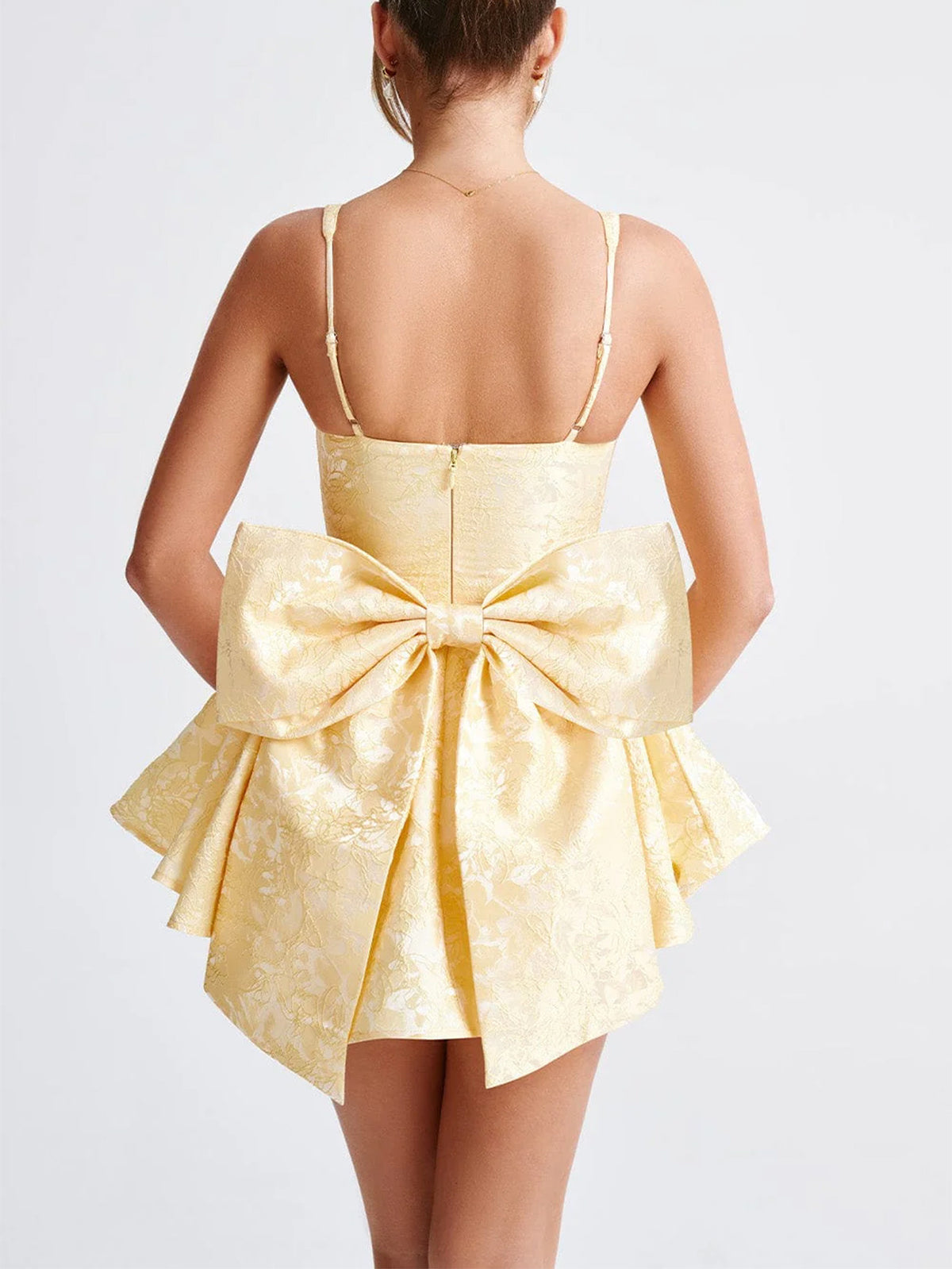 Jacquard Corset Mini Dress with Back Bow - Homecoming & Cocktail Party