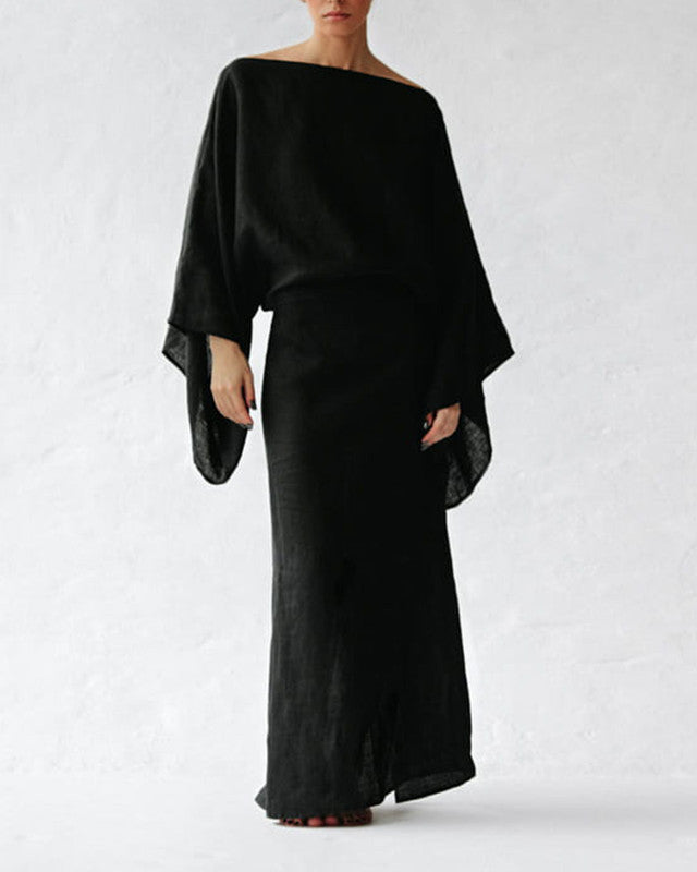 Casual Loose Cotton and Linen Dress e7b0