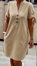 Women's V-Neck Short-Sleeve Shirt Dress