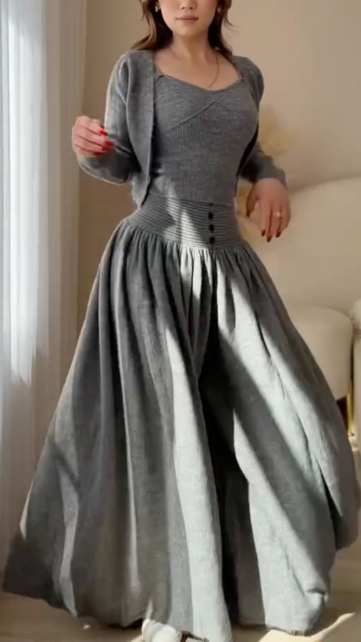 Cardigan Camisole & Wide-Leg Pants Set