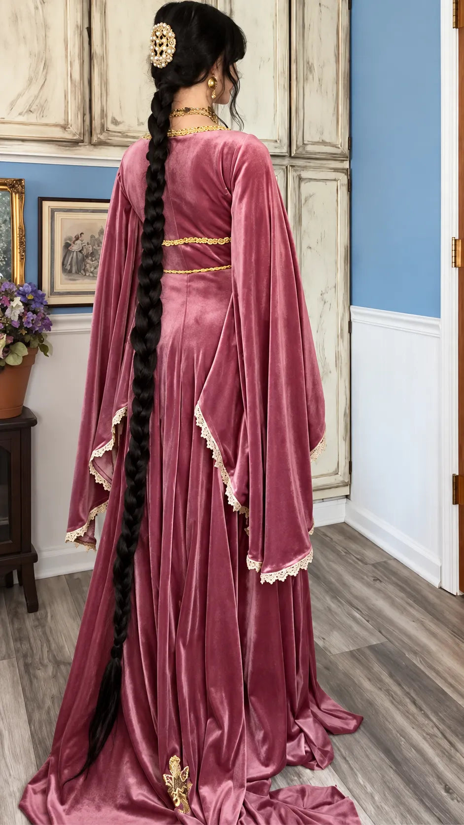Burgundy Velvet Medieval Gown