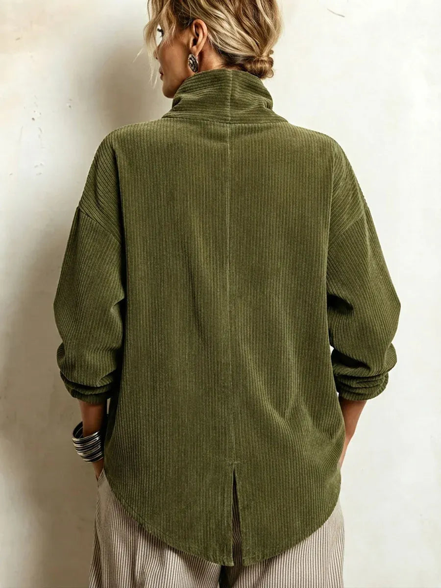 Corduroy Asymmetrical Collar Jacket