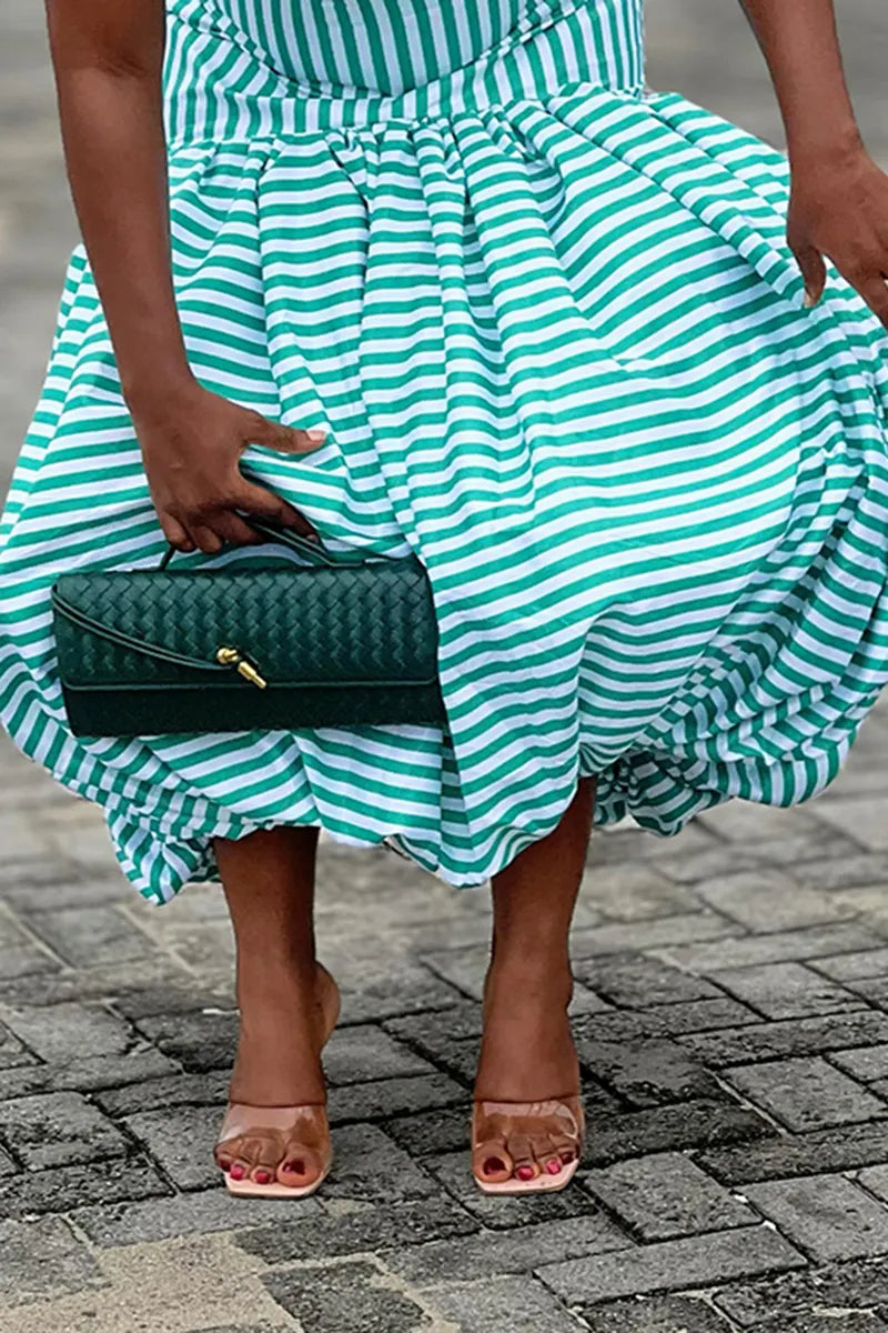 Women's Elegant Slim-Fit Bud-Hem Stripe Dress