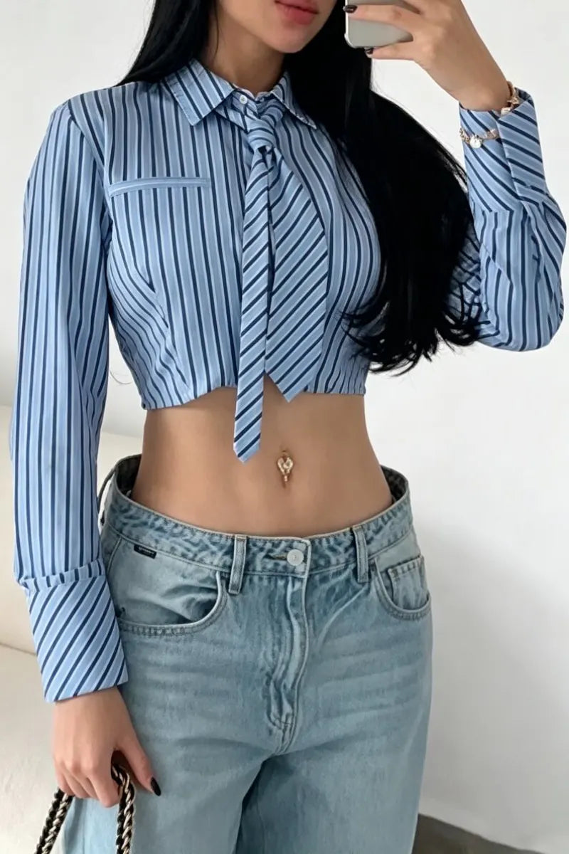 Women's Collar Vertical Casual Short Shirt