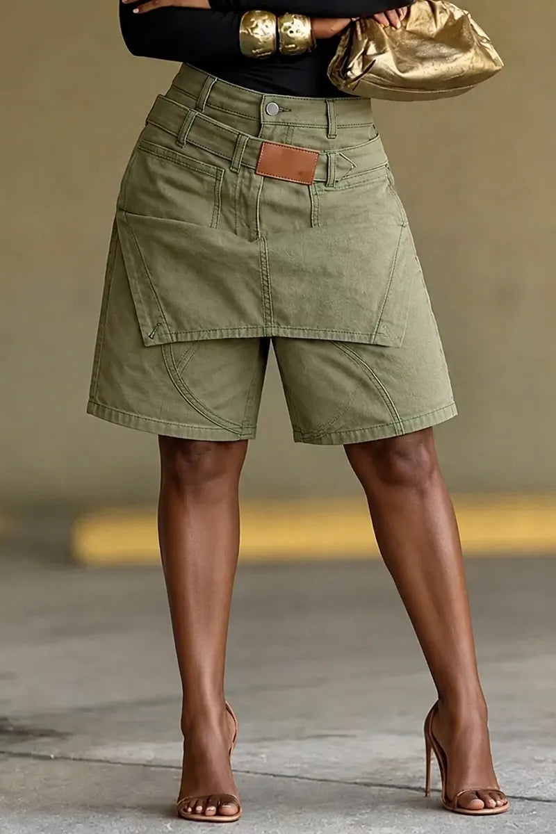 Olive Layered Cargo Shorts