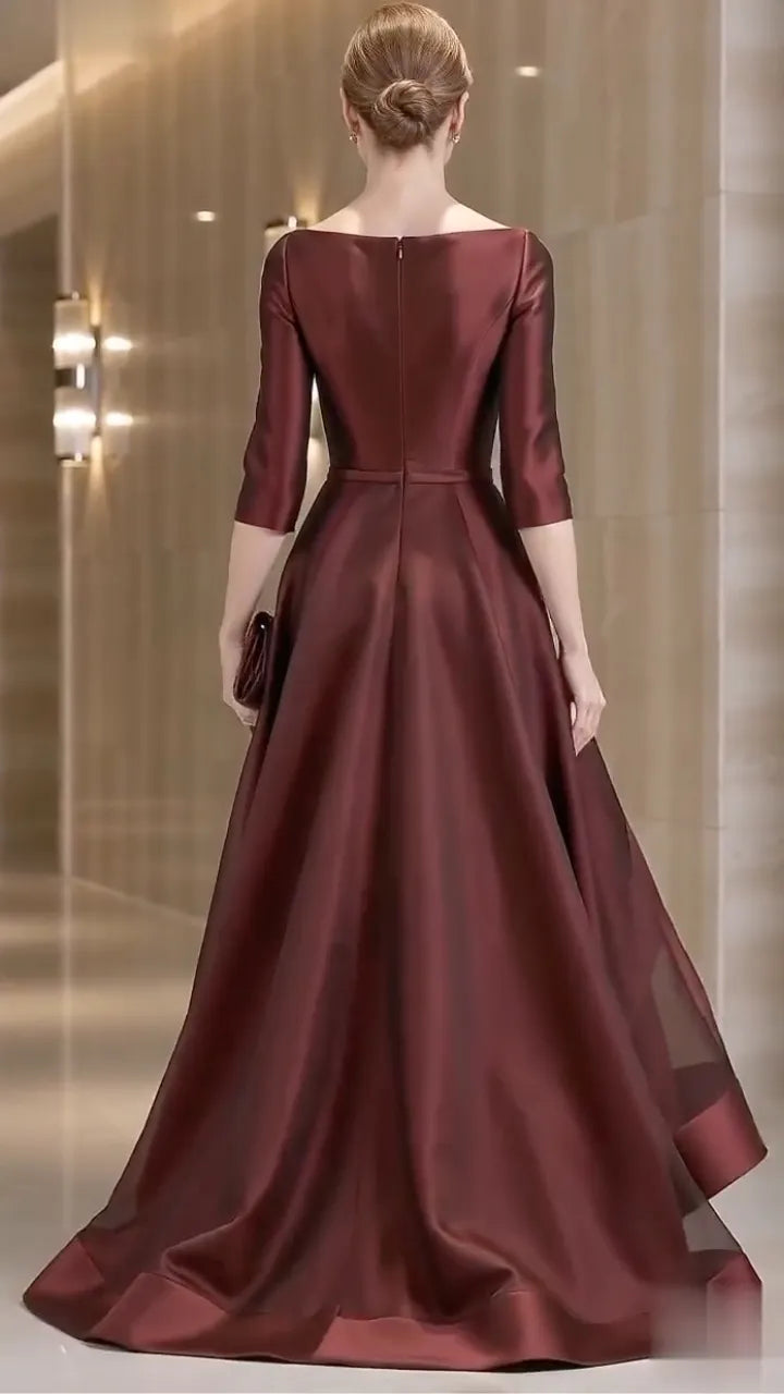 Satin Asymmetrical Evening Gown