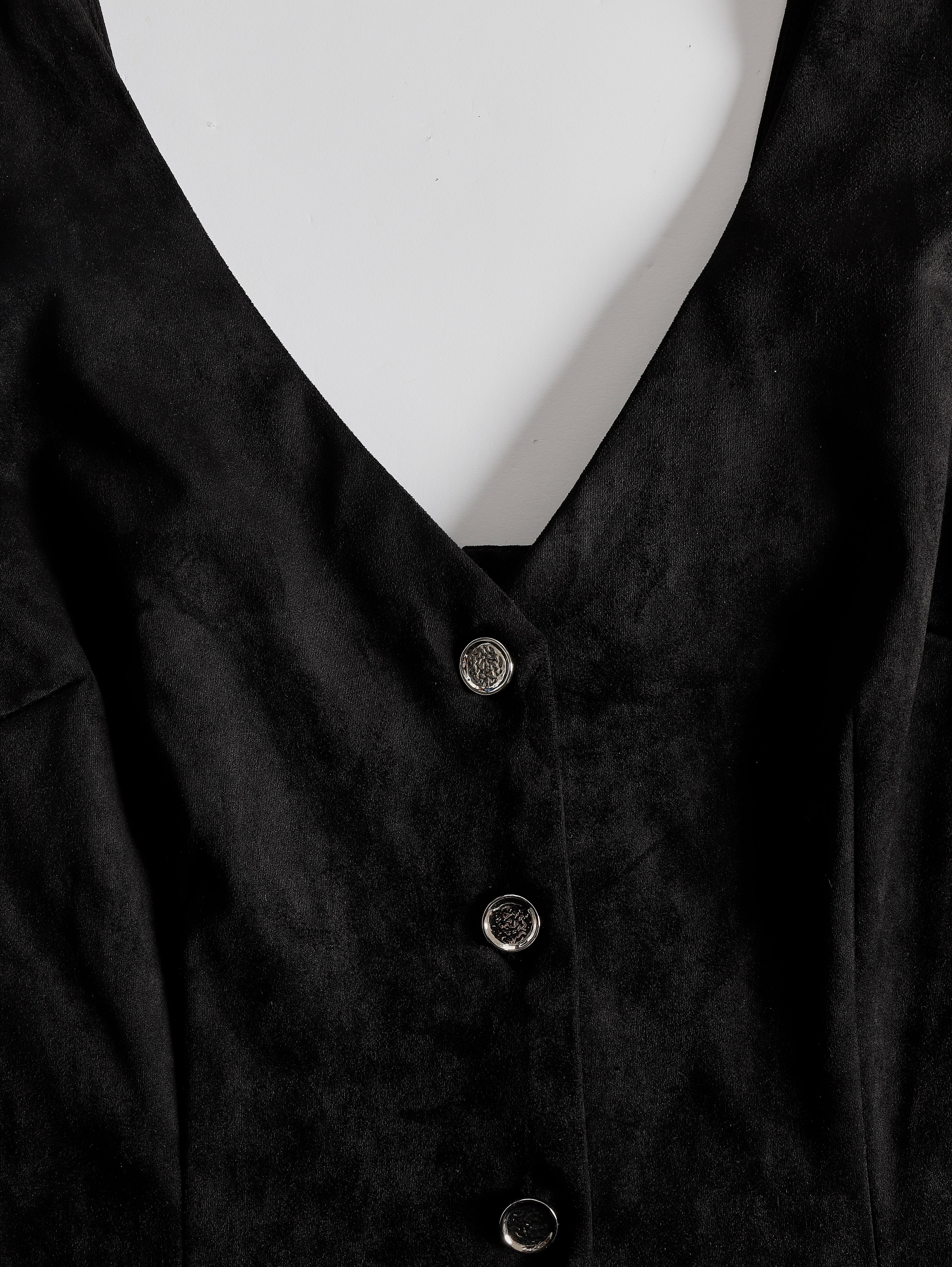 Western Retro Tassel Black Sleeveless V-Neck Faux Suede Mini Dress