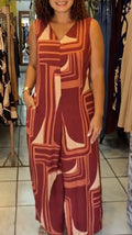 Geometric Print Sleeveless Jumpsuit