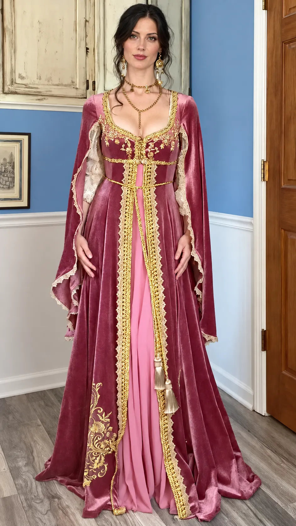 Burgundy Velvet Medieval Gown