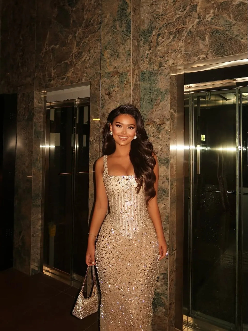 Lavish Square Sleeveless Beaded Mermaid Prom Dress YK0285