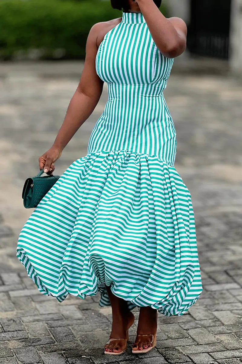 Women's Elegant Slim-Fit Bud-Hem Stripe Dress