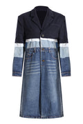 Ladies' Oversized Wash Denim Coat With Contrast Stitching Hem