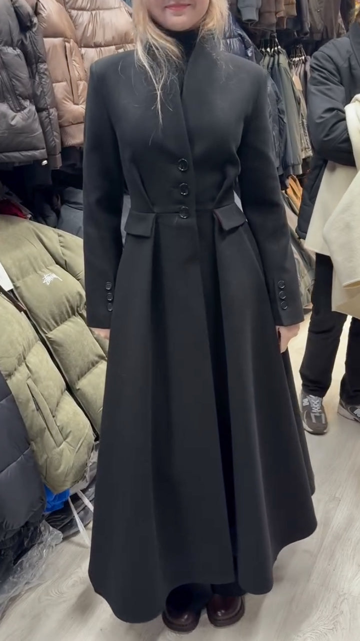 Wool Blend Long Coat Dress