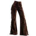 Vintage Western Women's Suede Tassel Flared Wide-Leg Pants