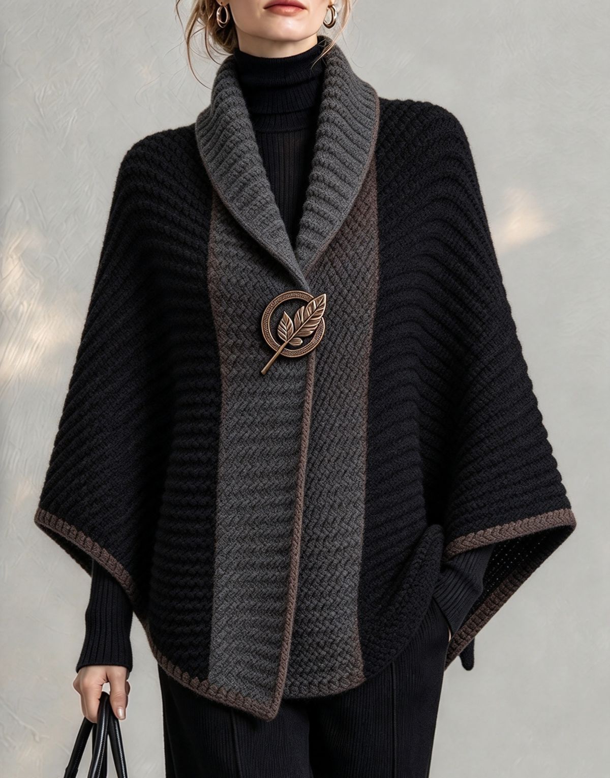 🤲LAST DAY SAVE 49% ⏰Vintage-style Elegant Color-block Chunky Knit Cape