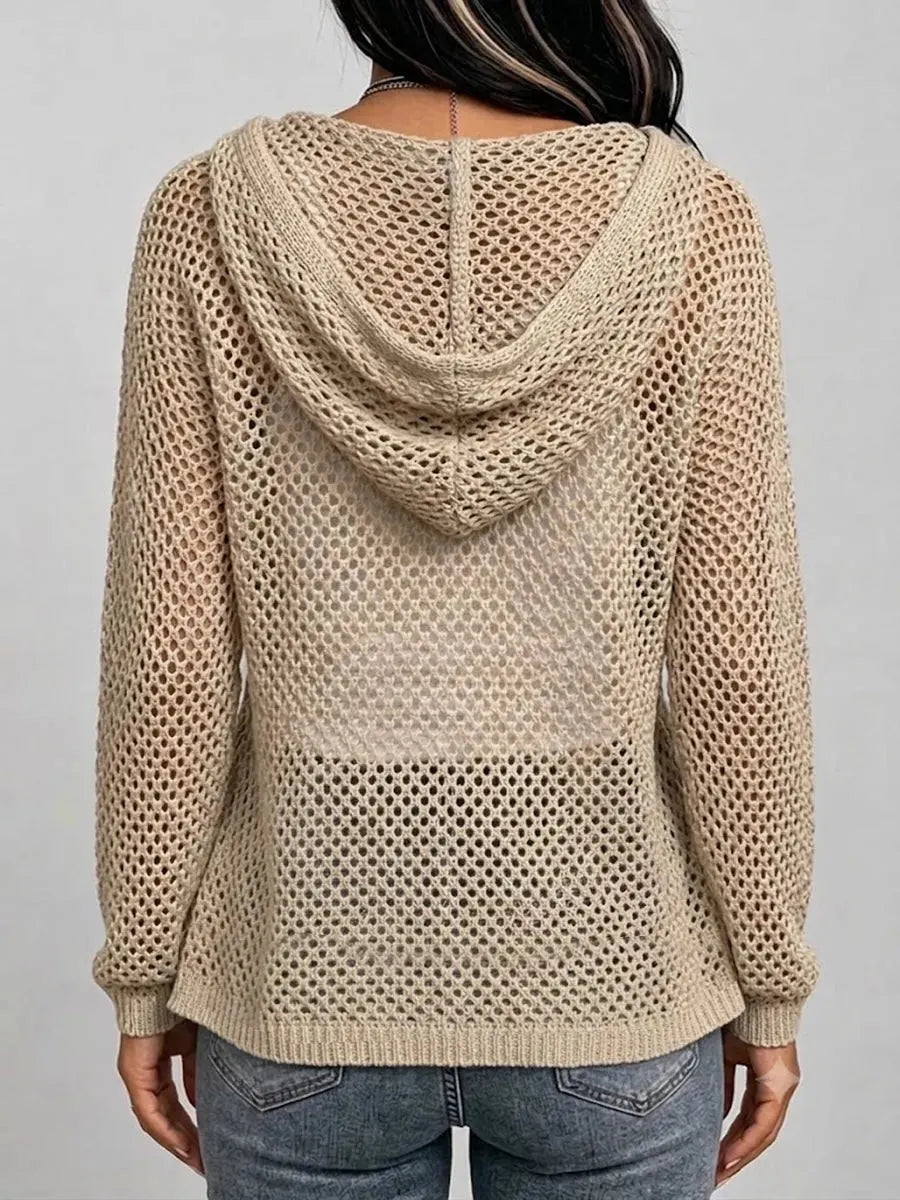 Casual Hooded Cotton Knit Top